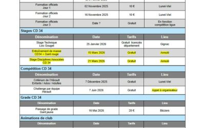 Calendrier départemental 34 saison 2025-2026 version 8